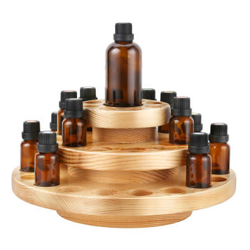 Essential Oil Box Wooden Organizer 3 Layers Essential Oil Container Aromatherapy Natural Wood Round Rotating Display Rack